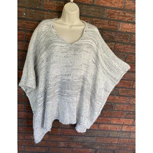 Sweater Style Poncho One Size Fits Most Short Sleeve Knit Jacket Coat Black Whit